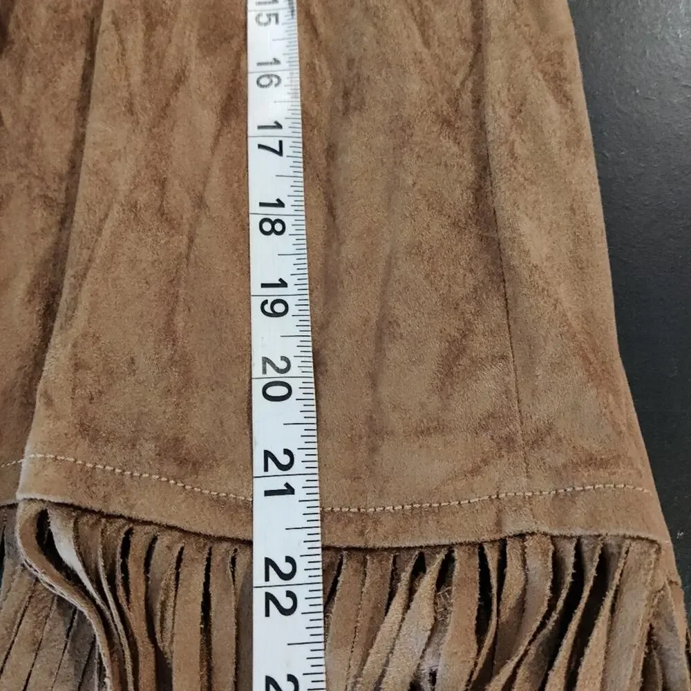 Design History South Western Boho Fringe Vest In Sepia Size Medium